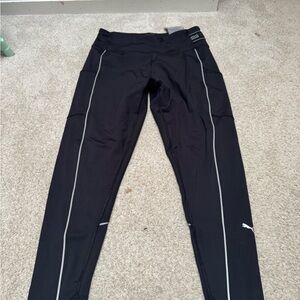 Puma Black Leggings with Reflective Hi-Viz Accents